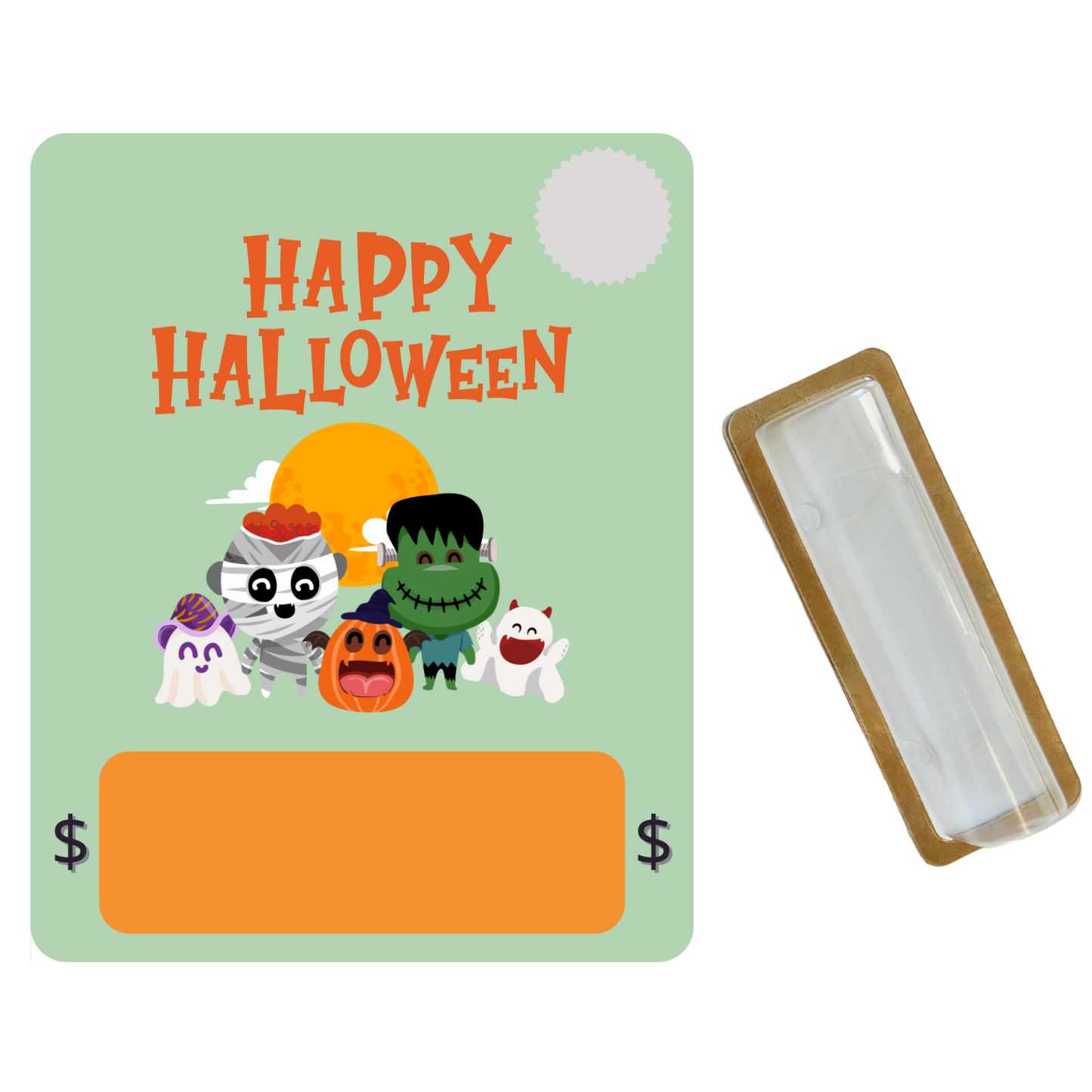 Green Happy Halloween! - Halloween Money holder greeting cards