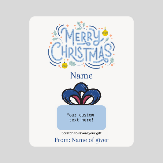 Blue Merry Christmas Scratch Greeting Card