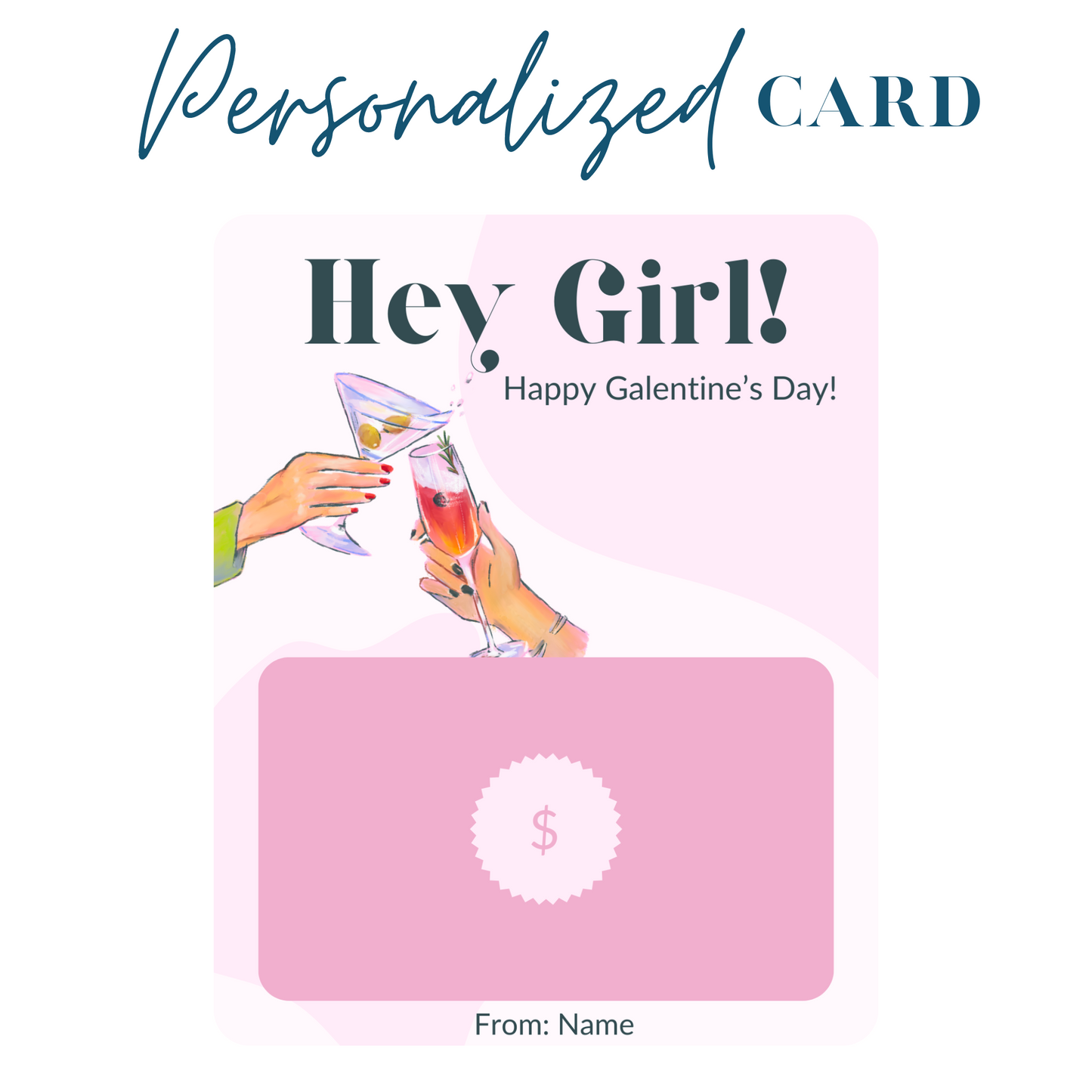 Hey Girl! Galentine Gift Card holder greeting card