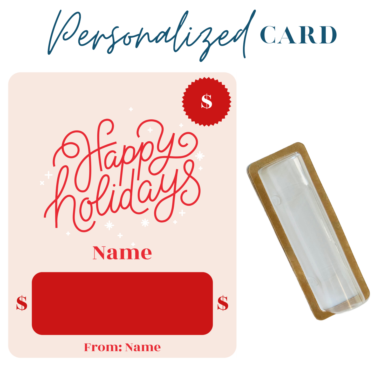 Red Happy Holidays Money holder greeting card