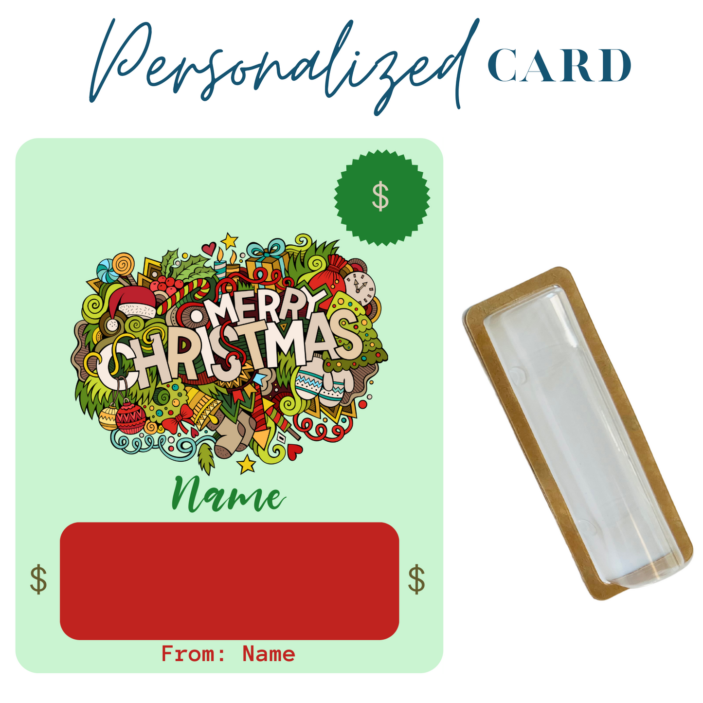 Green Merry Christmas Money holder greeting card