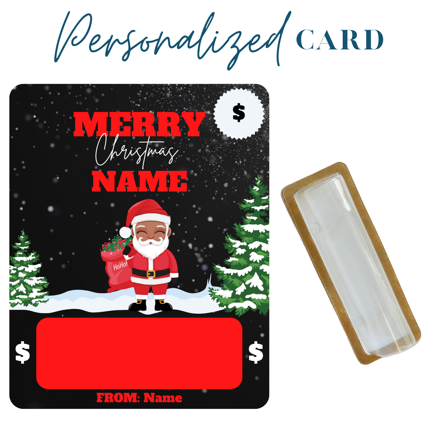 Snowy Eve Santa Merry Christmas Money holder greeting card