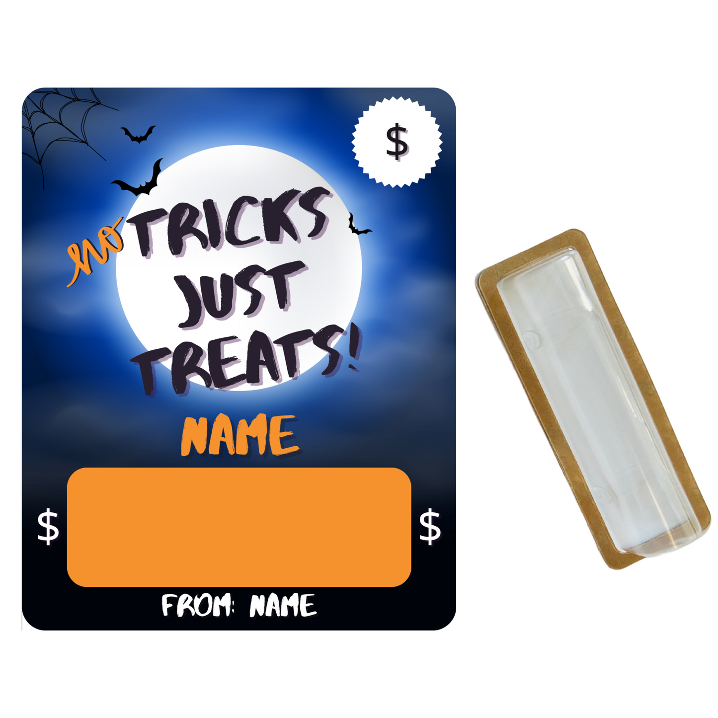 No tricks, just treats! Halloween Money holder greeting cards
