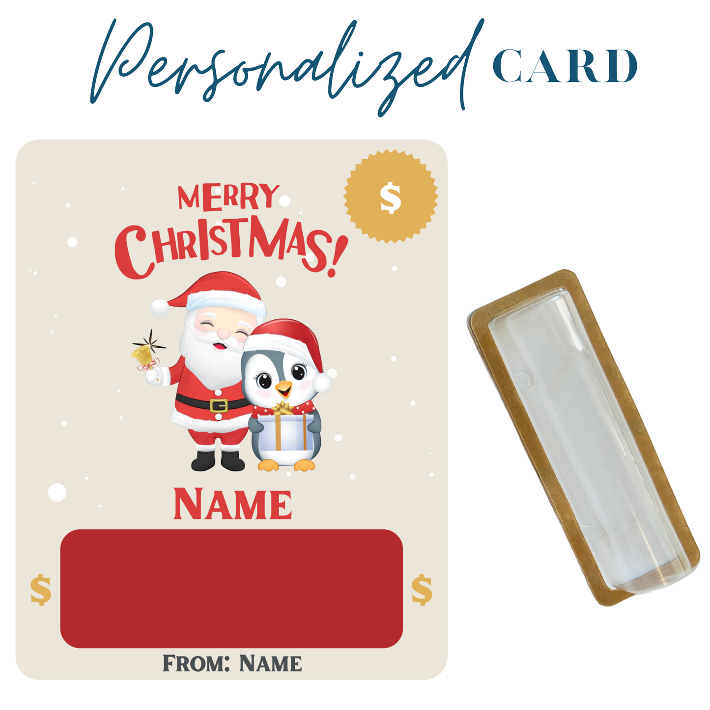 Santa & Penguin Christmas Money holder greeting card