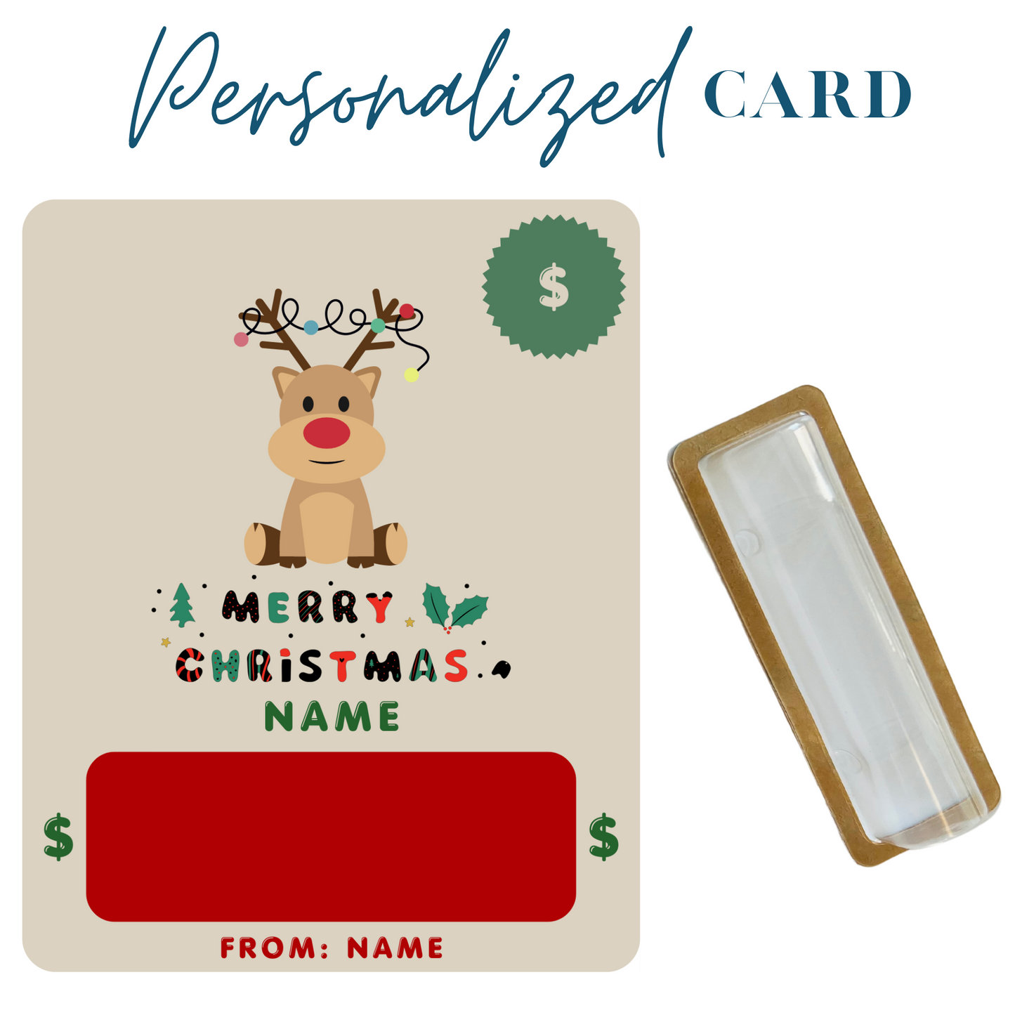 Reindeer Merry Christmas Money holder greeting card
