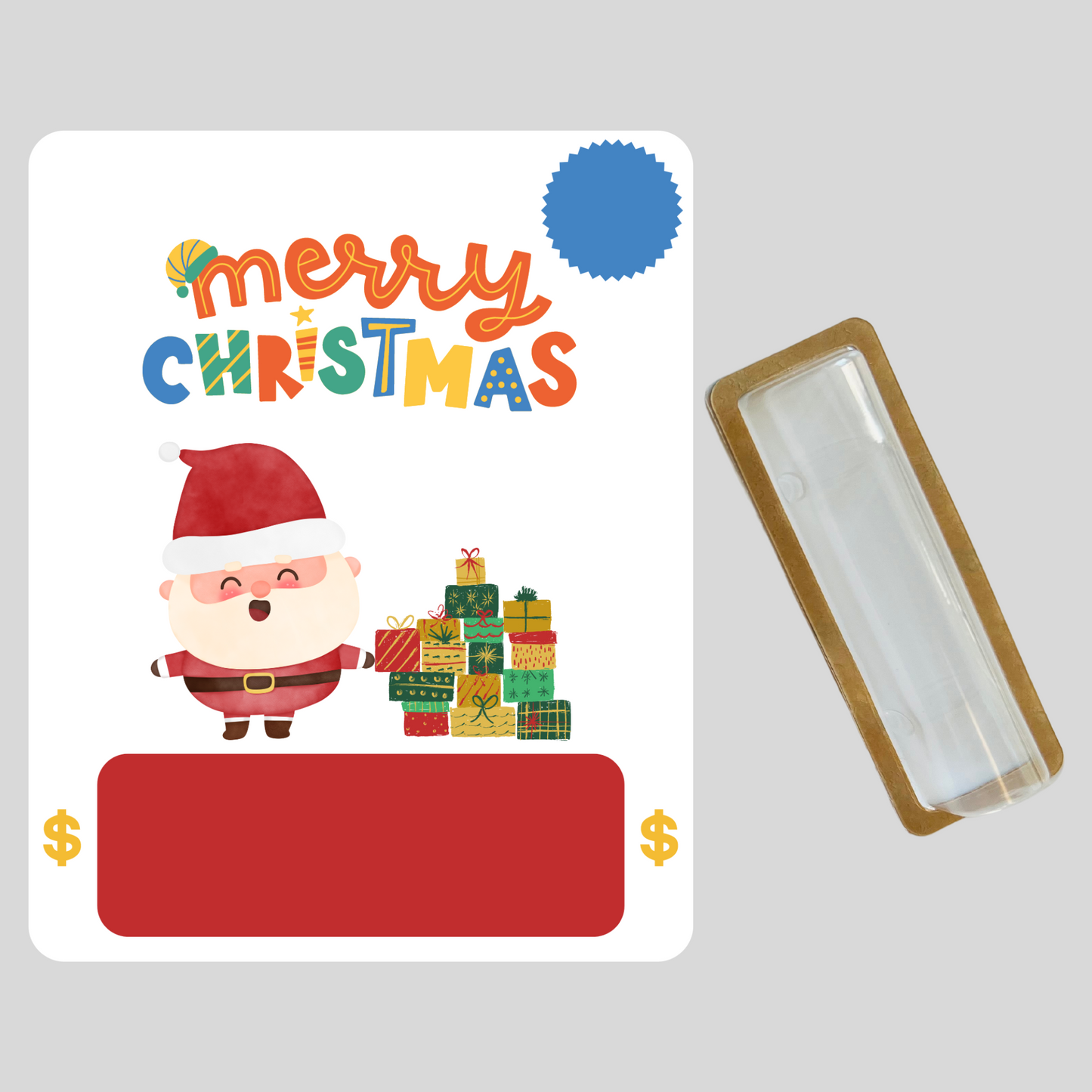 Colorful Santa Merry Christmas Money holder greeting card