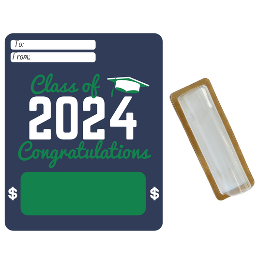 Blue & Green Generic Graduation Money Holder Greeting Card