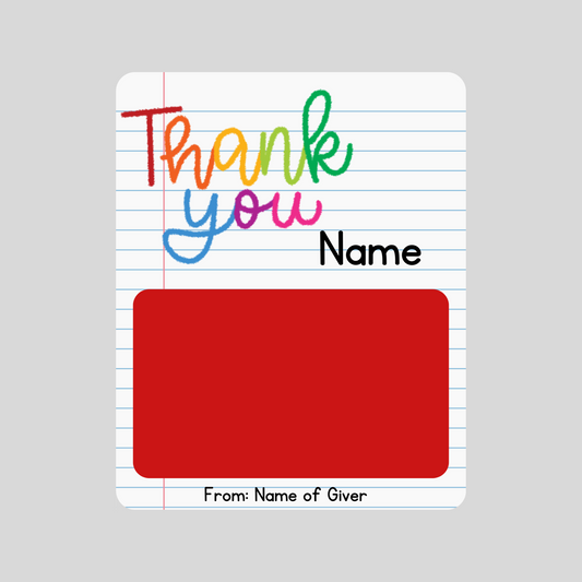 PERSONALIZED - Notepad Teacher Appreciation Gift Card Holder