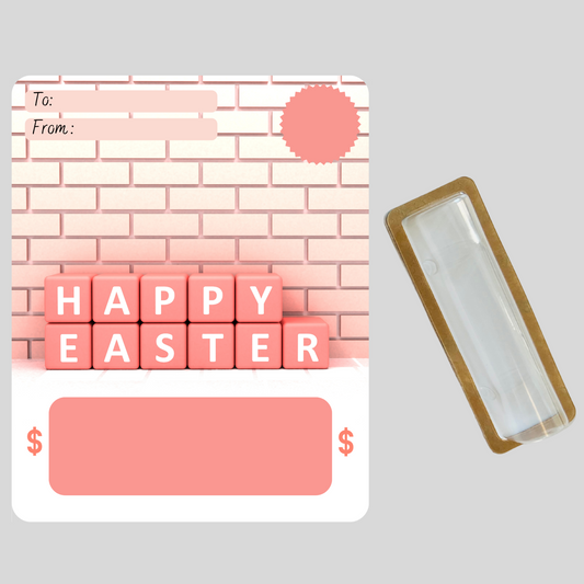 Pink Blocks Happy Easter Money holder greeting card