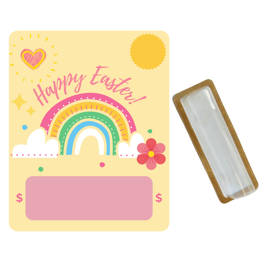 Rainbow Happy Easter Money holder greeting card