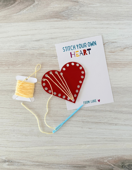 Kids Stitch Heart Craft Kit | Valentine Sewing Activity, Party Favor