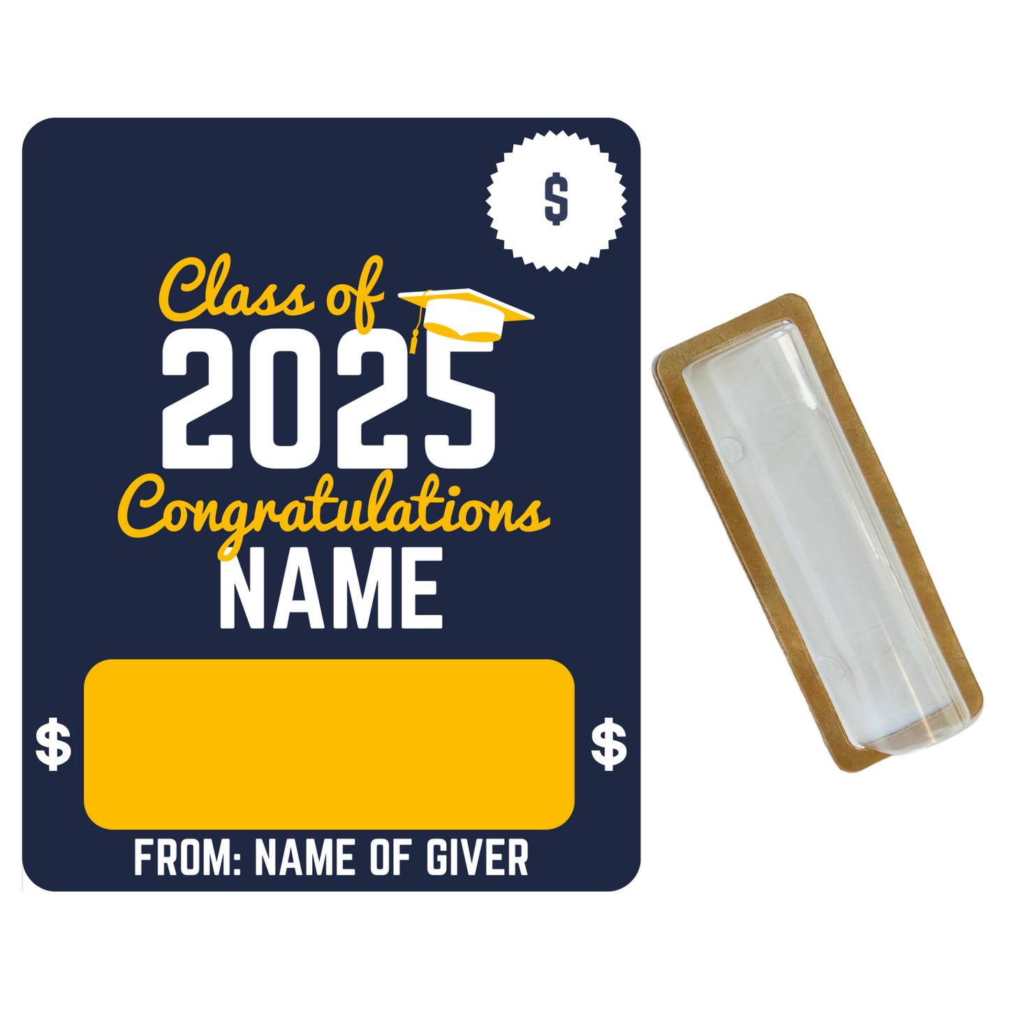 Personalized Blue & Yellow Money Holder Card