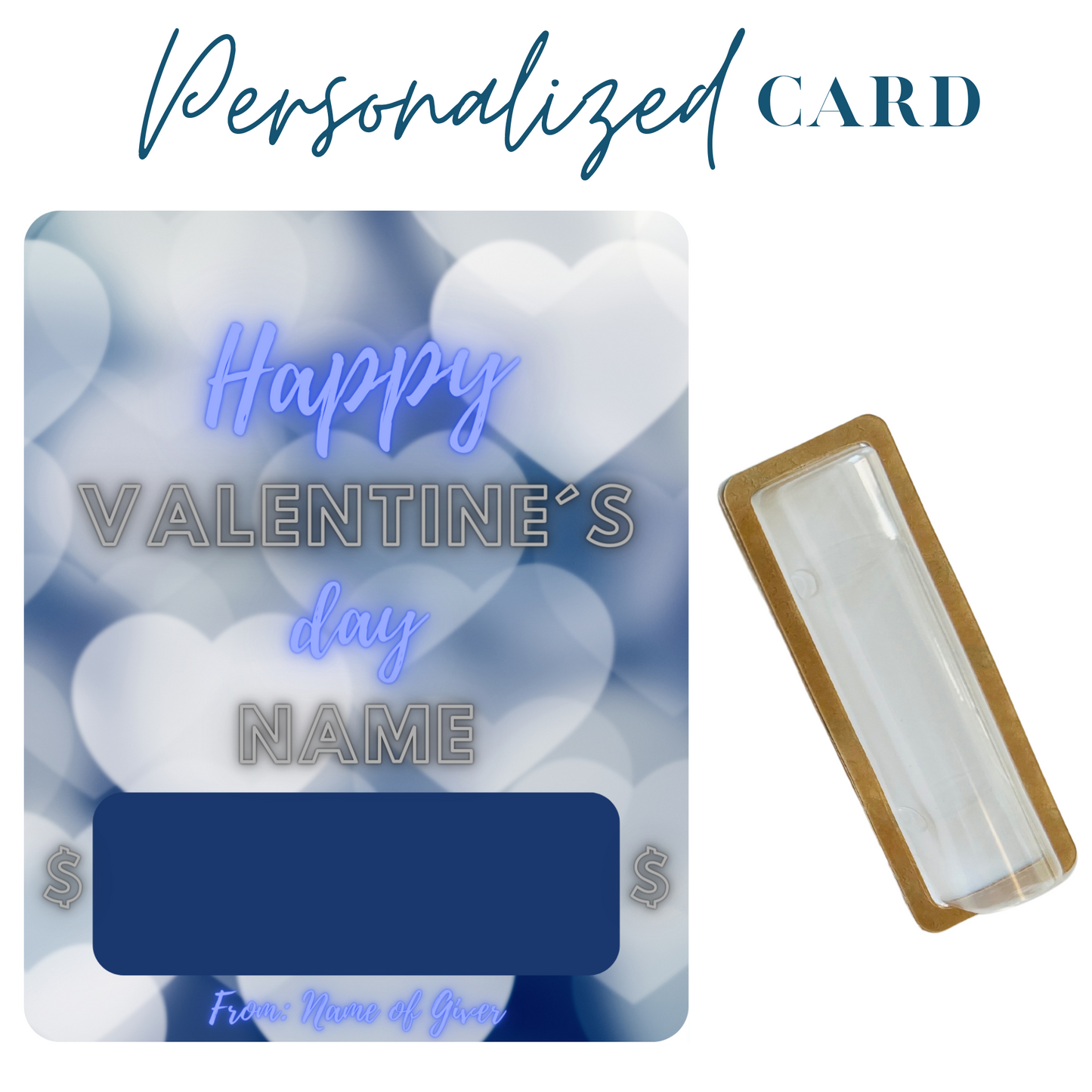 Neon Blue Valentine Money holder greeting card