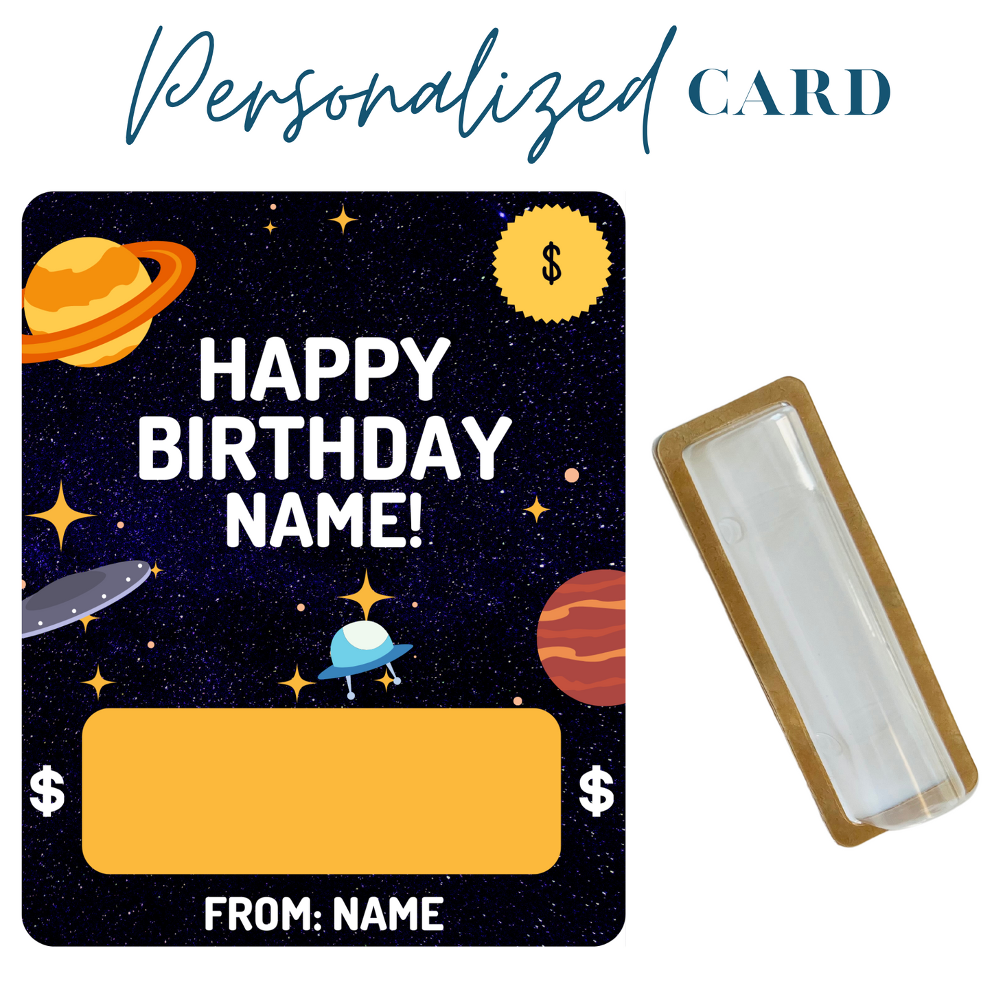 Space Birthday Money holder greeting card