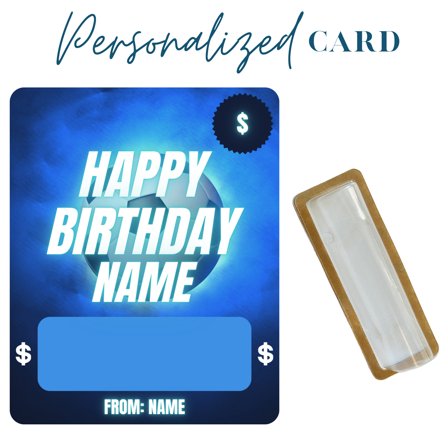 Light Blue Soccer Birthday Money holder greeting card