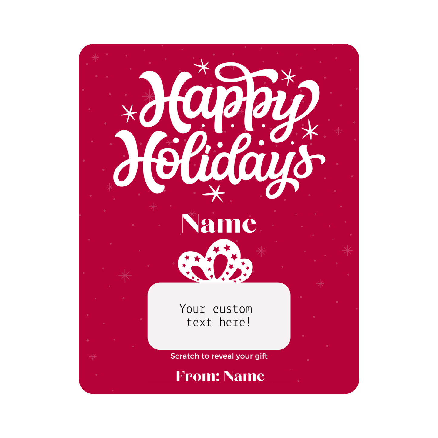 Exclusive Red & White Happy Holidays Scratch Greeting Card