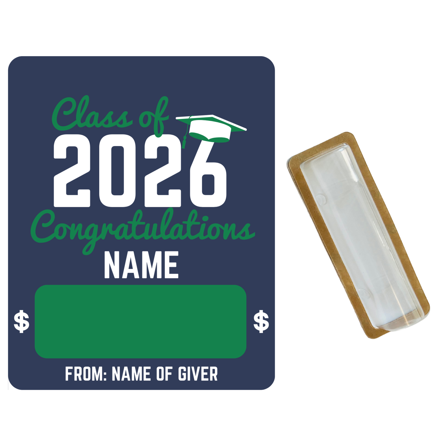 Blue & Green 2026 Graduation Money Holder Card