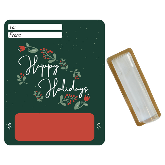 Green Happy Holidays Money holder greeting card