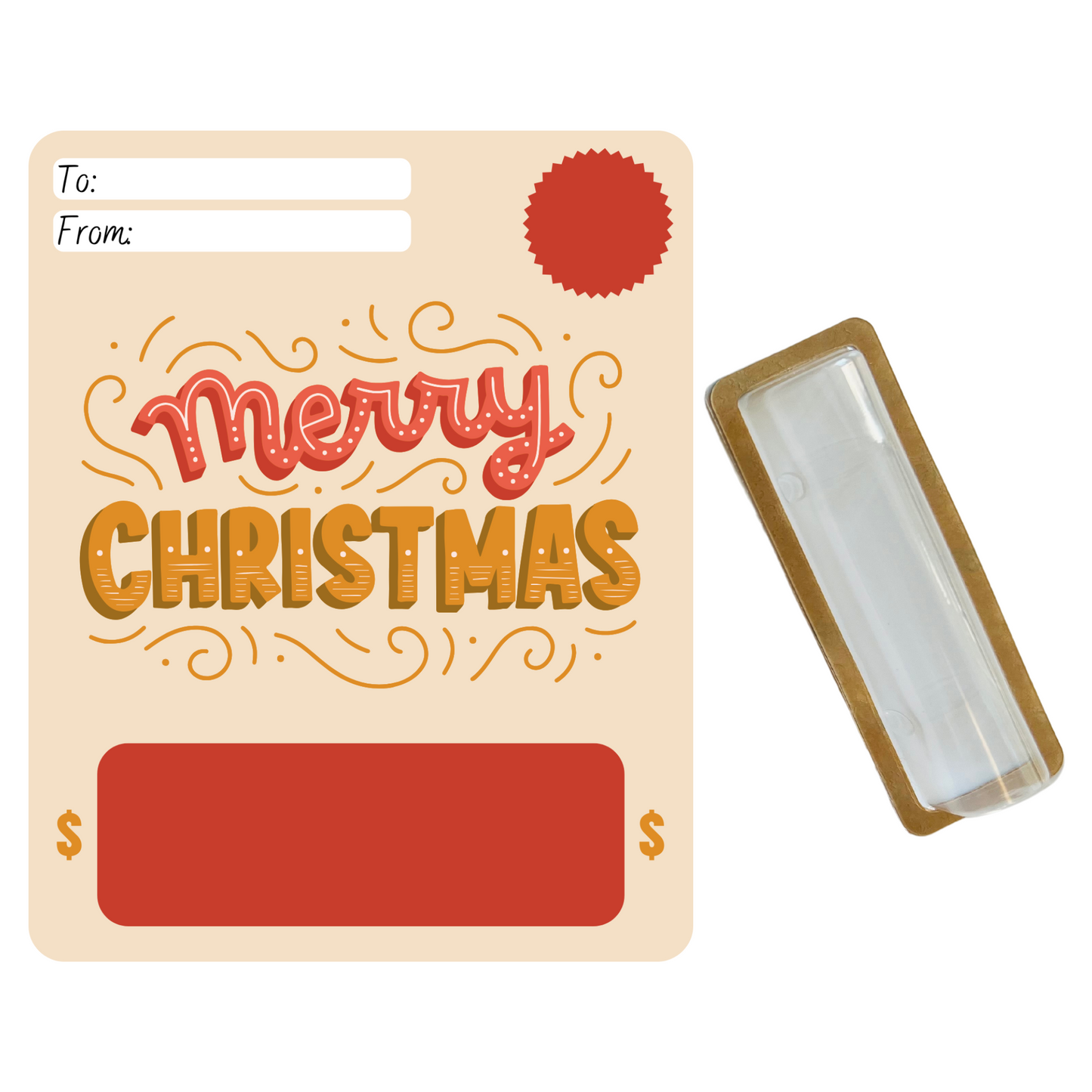 Orange Merry Christmas Money holder greeting card