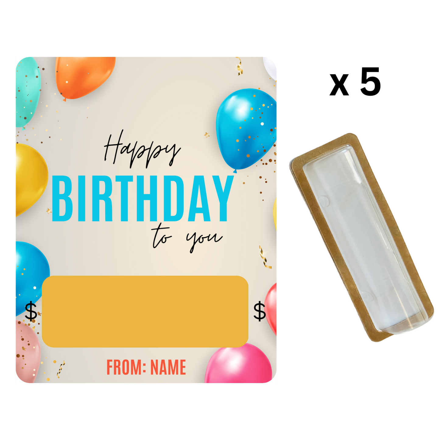 Personalized Birthday Balloons Money holder bundle (Set of 5)