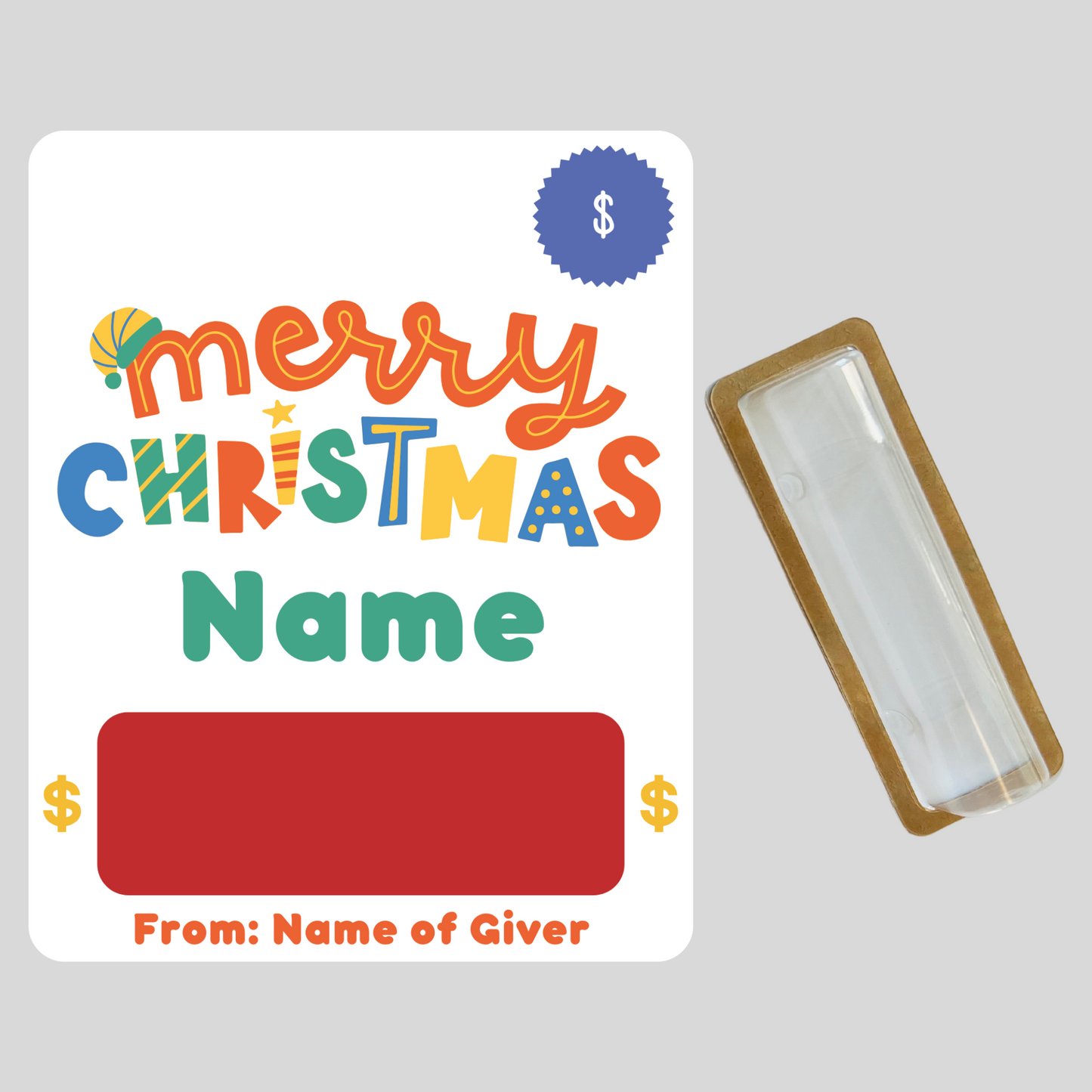 Personalized Colorful Christmas Money Holder card