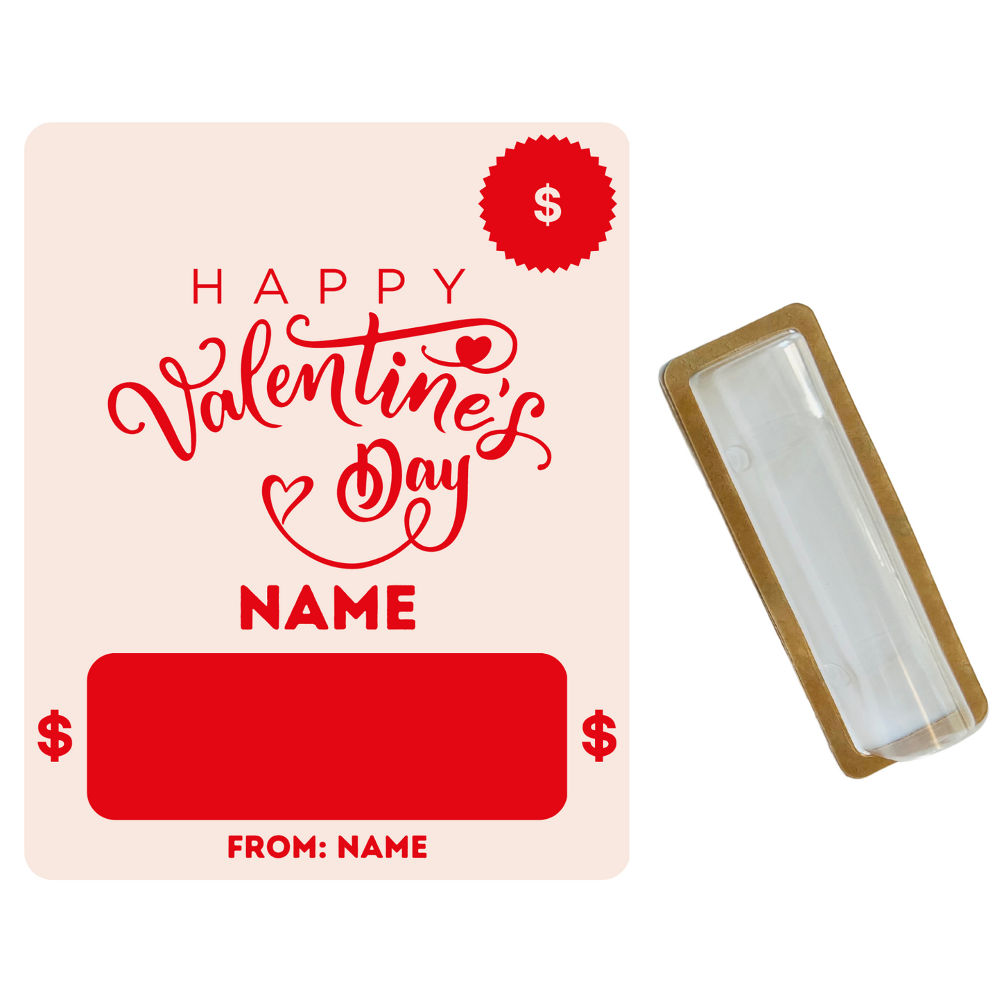 Personalized Red Happy Valentine's Money Holder Card