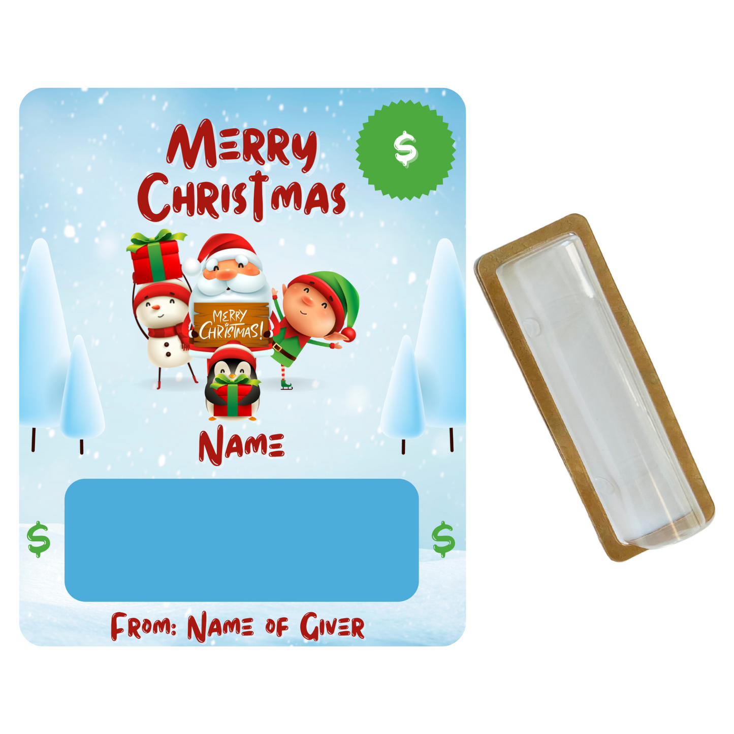 Personalized Snowy Christmas Money Holder card