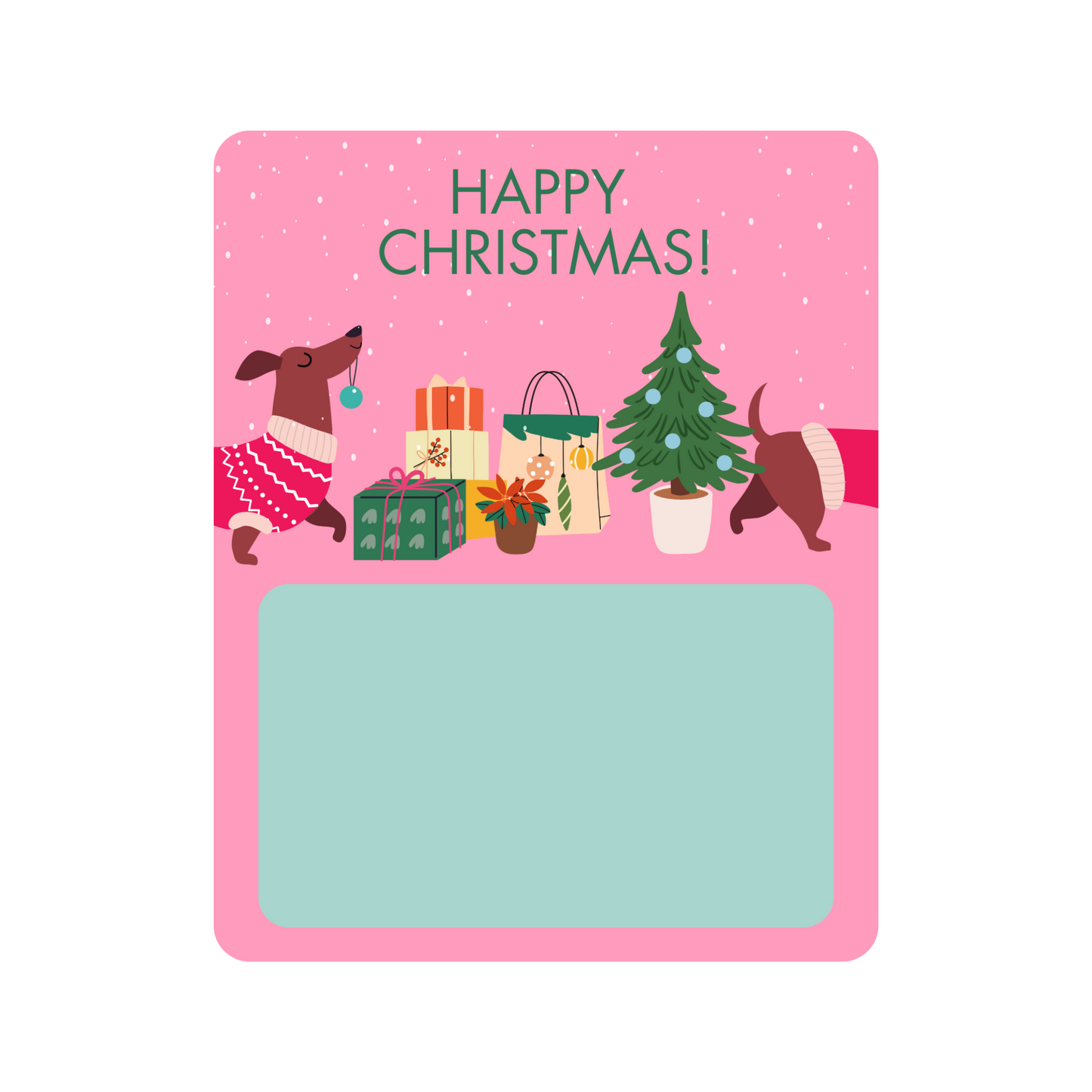 Pink Dog Happy Christmas Gift Card holder greeting card