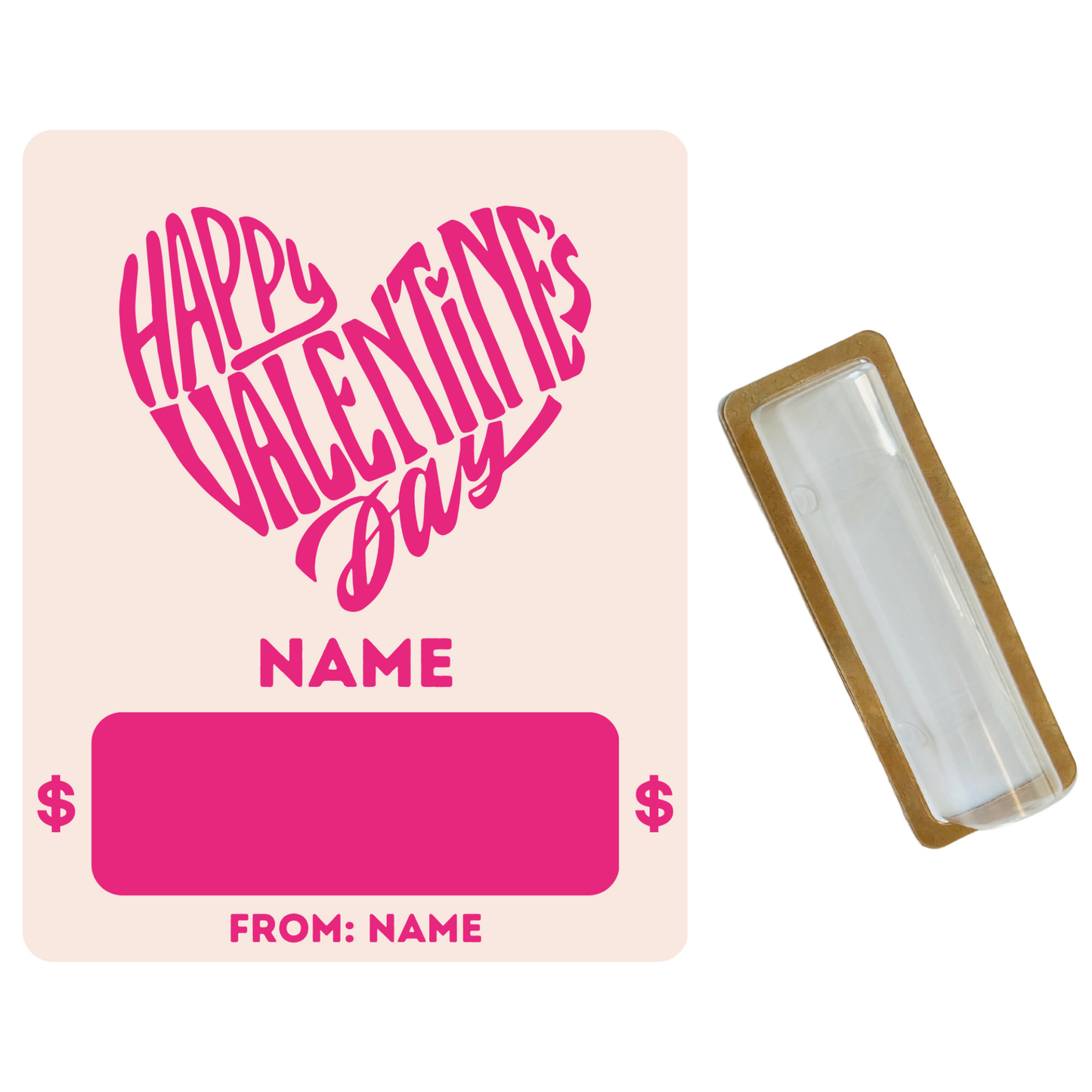 Personalized Pink Valentine's Money Holder Card