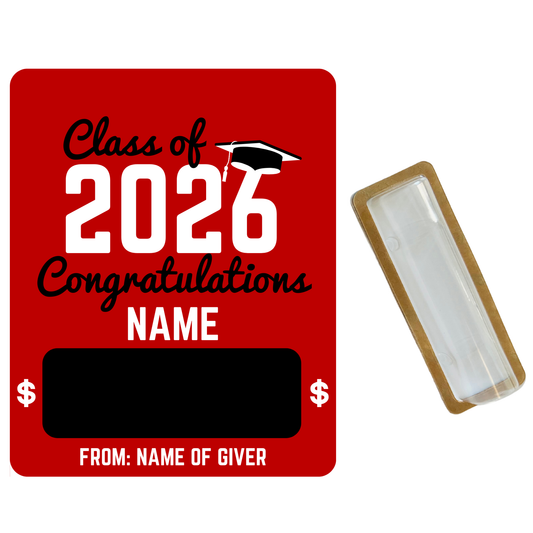 Red & Black 2026 Graduation Money Holder Card