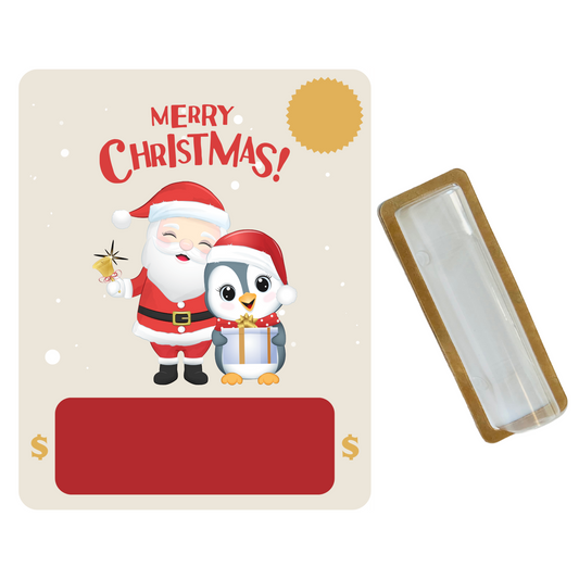 Santa & Penguin Christmas Money holder greeting card