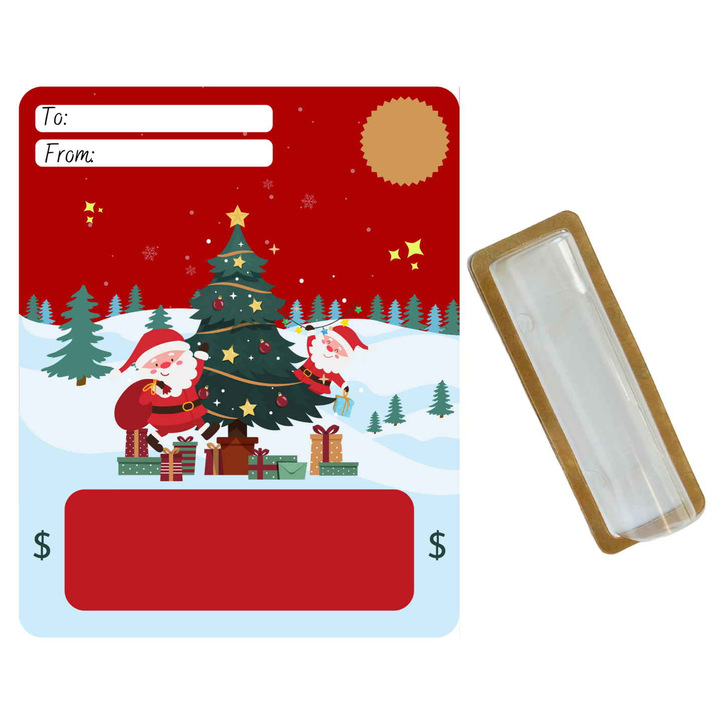 Santas and Tree Money holder greeting card