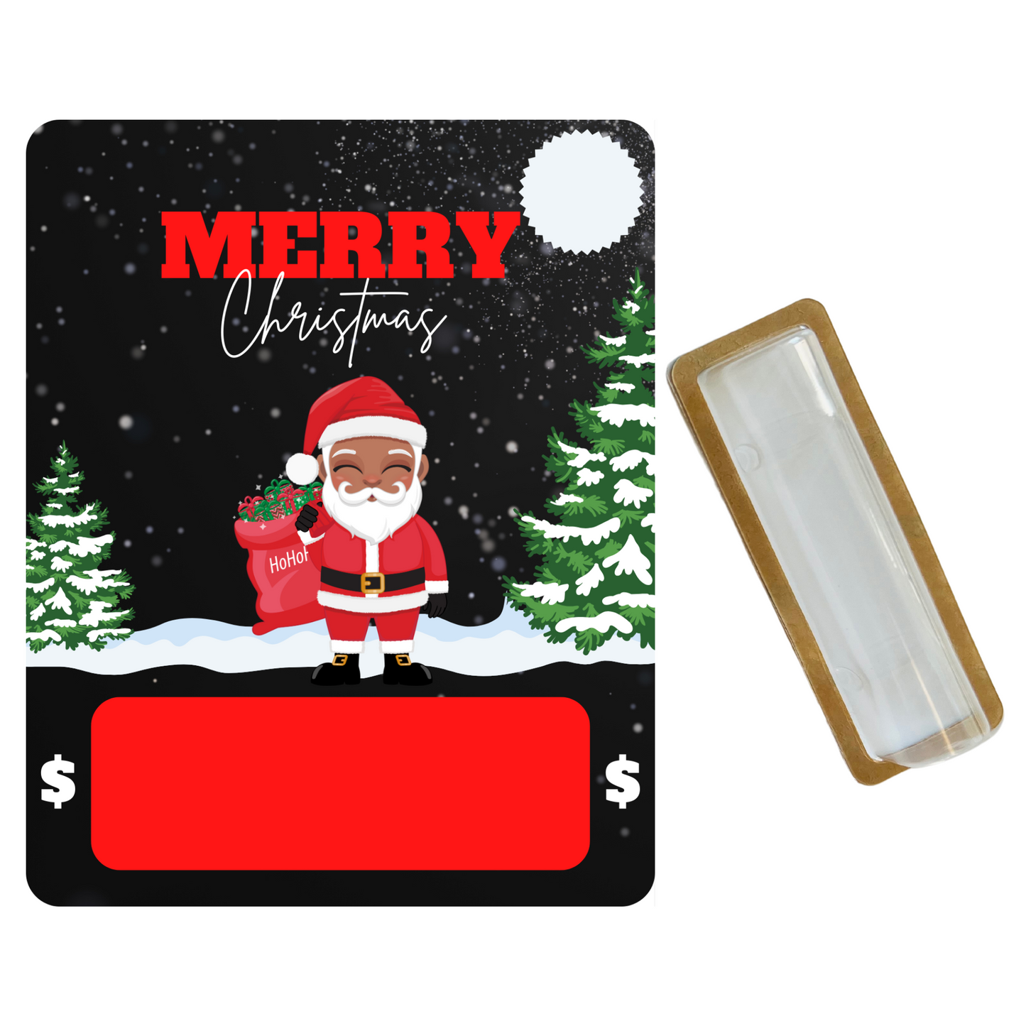 Snowy Eve Santa Merry Christmas Money holder greeting card