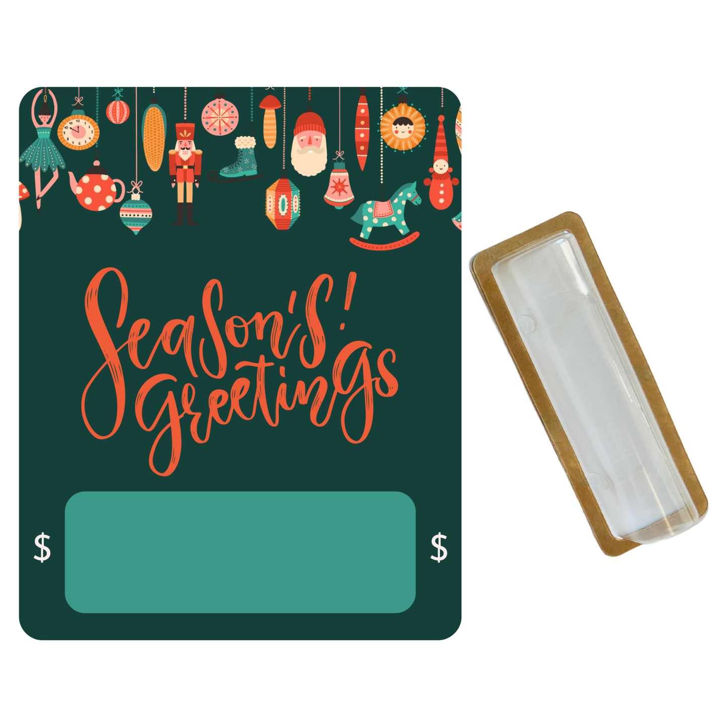 Teal & Orange Season's Greetings Money holder greeting card