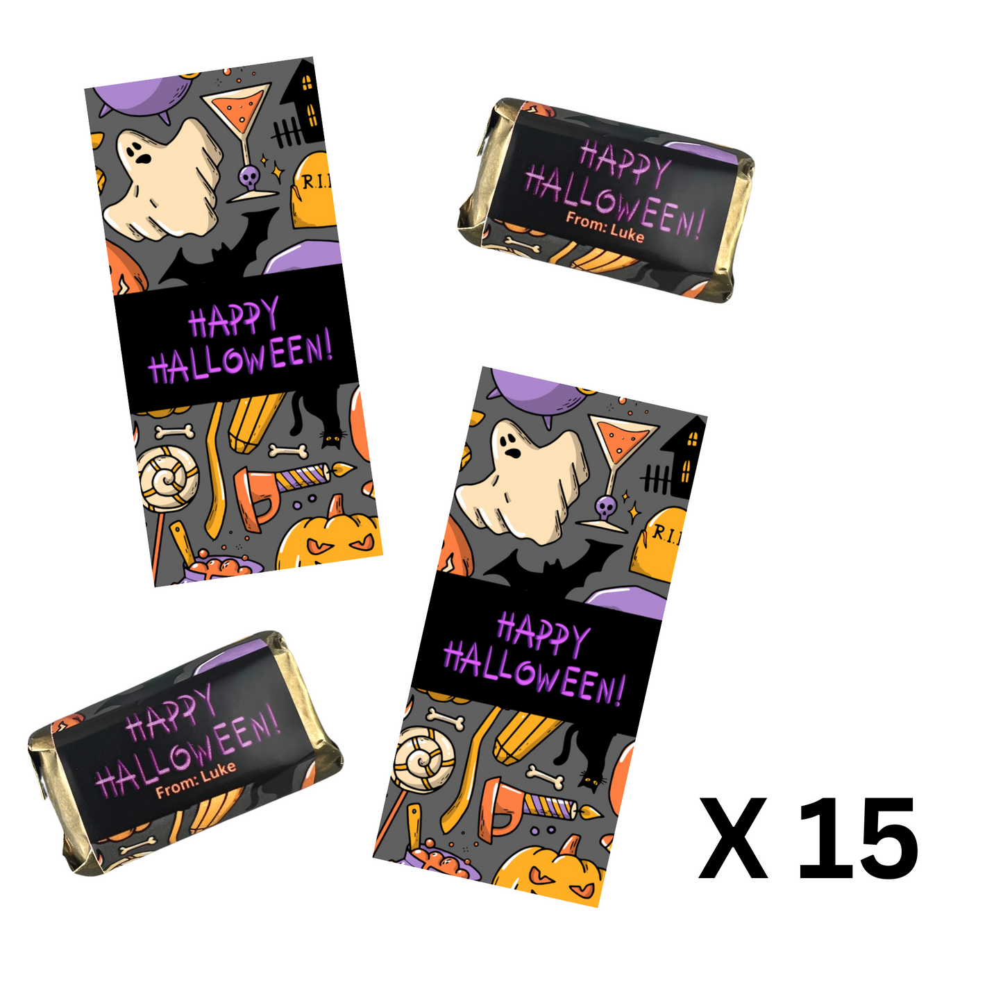 Halloween mini Hershey's candy wrappers x 15