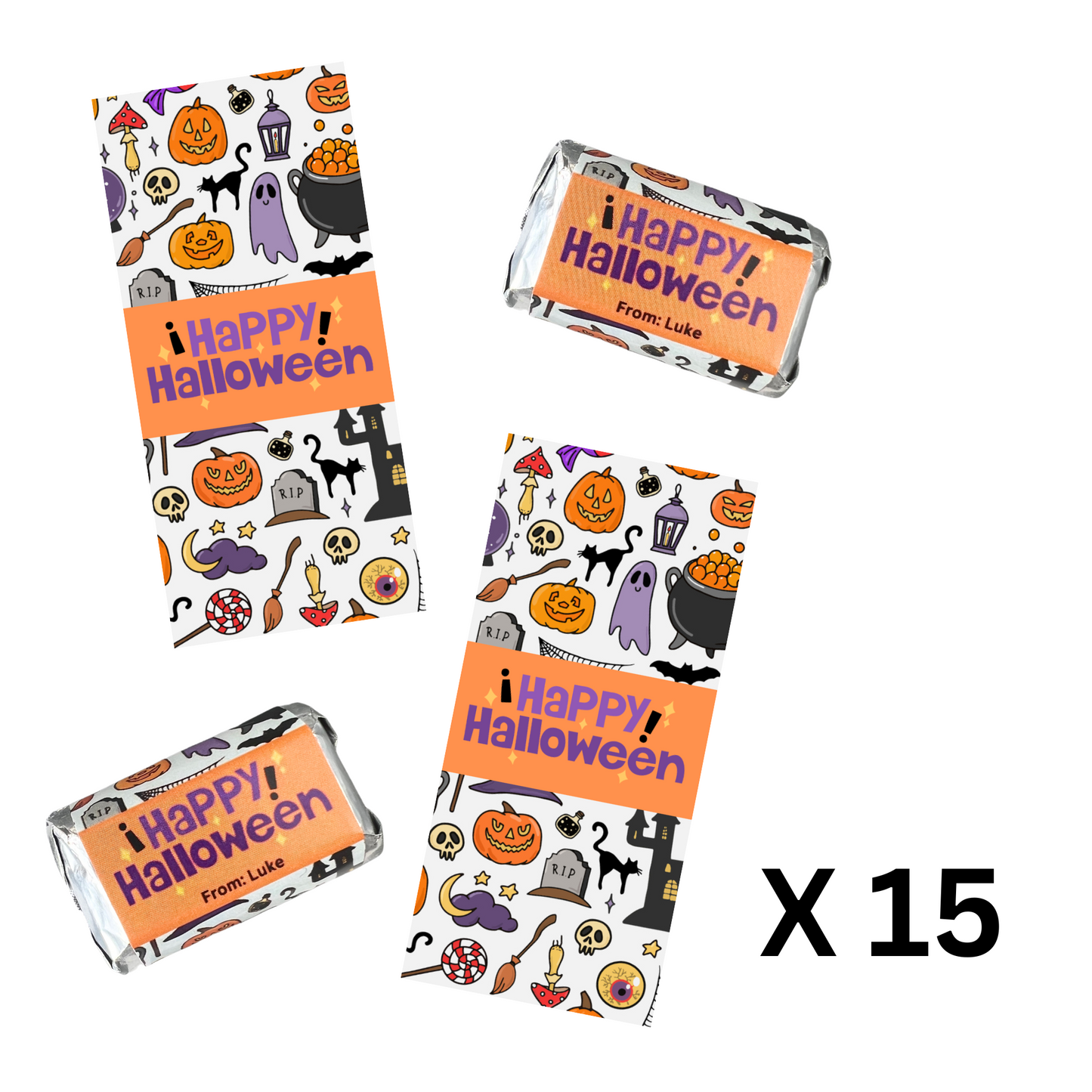 Halloween mini Hershey's candy wrappers x 15